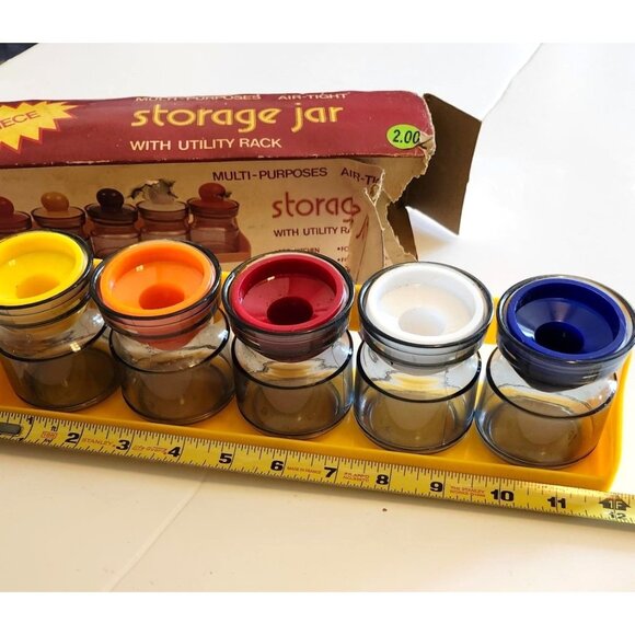 6-Piece Multi-Purpose Air-Tight Storage Jar Set With Colorful Utility Rack - Picture 4 of 6